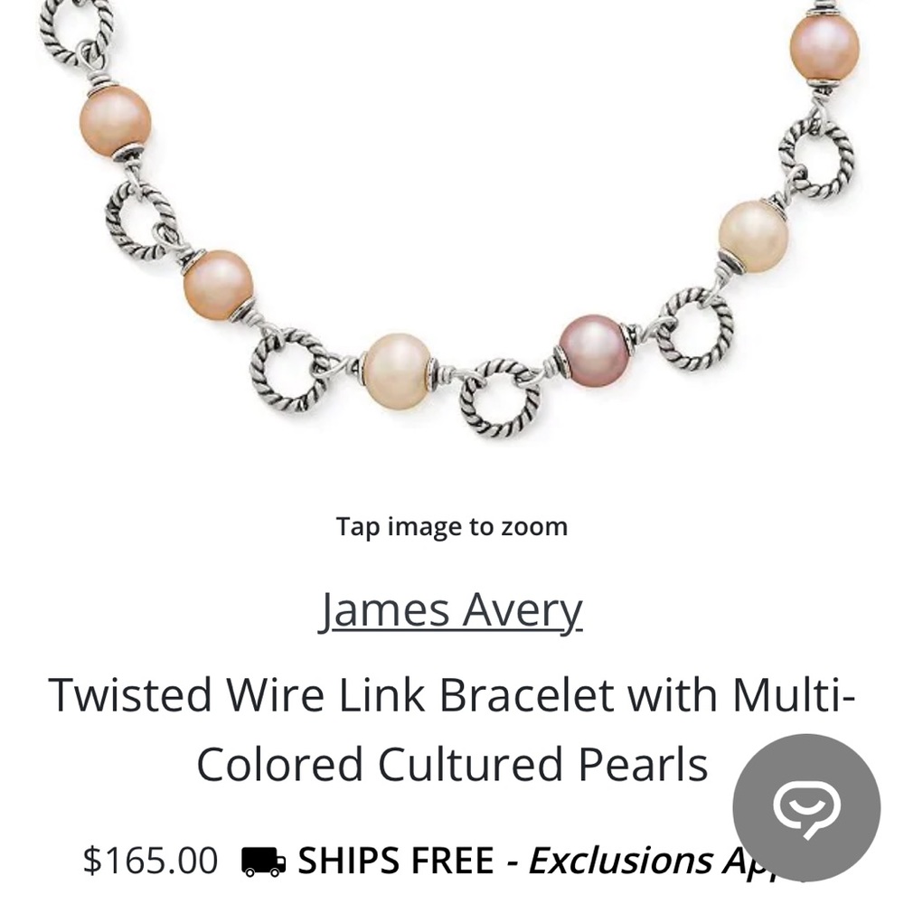 James Avery Wire Link Bracelet with Pearls